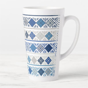 Caneca De Café Latte azul geométrico 