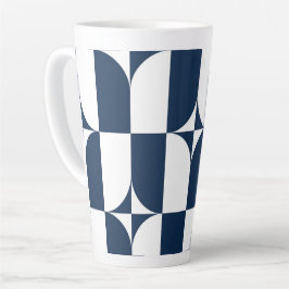 Caneca De Café Latte Azul Negrito e Médio Branco Moderno do Século L