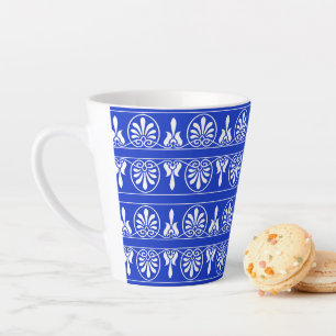Caneca De Café Latte Azul-padrão mediterrânico grego árabe