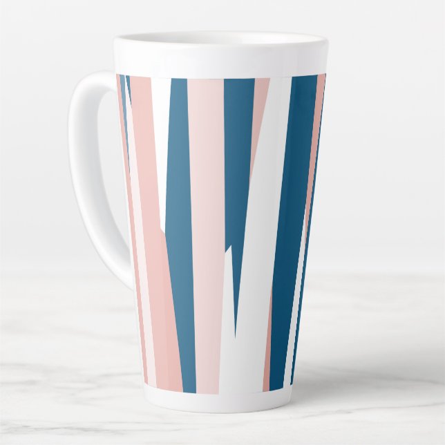Caneca De Café Latte Azul rosa e branco (Ângulo esquerdo)