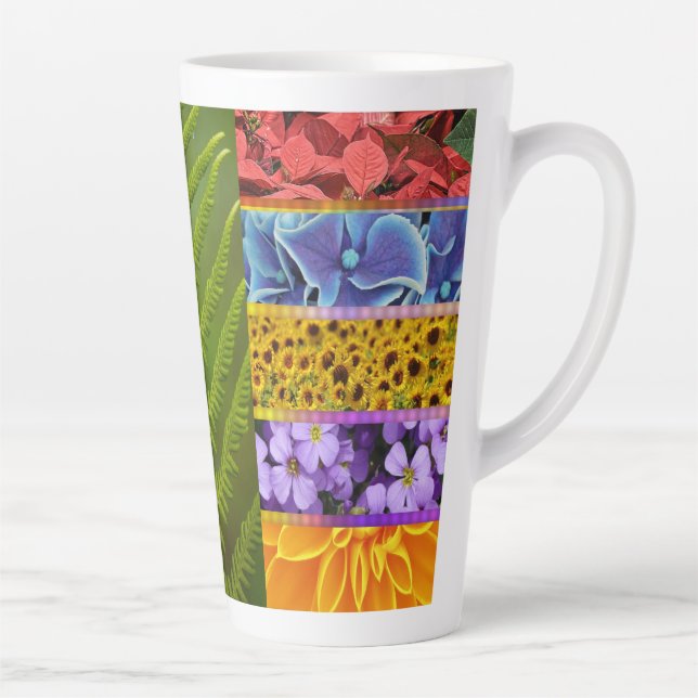 Caneca De Café Latte azulejos da flora (Direita)
