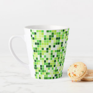 Caneca De Café Latte Azulejos de Piscina, Azulejos Mosaico Verde, Padrã
