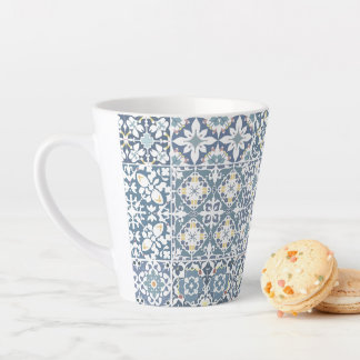 Caneca De Café Latte Azulejos Mediterrâneos, Marroquinos, Maiolica, Azu