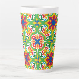 Caneca De Café Latte 💛🧡💚 Azulejos, padrão muito decorativo,