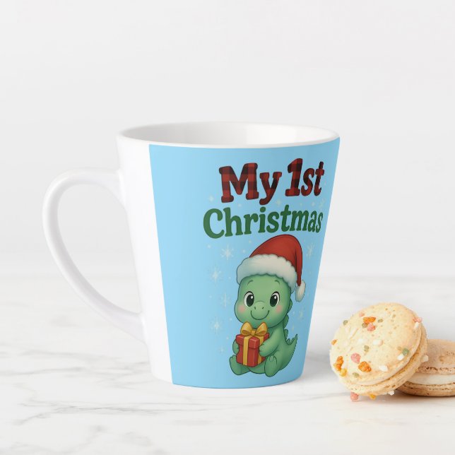 Caneca De Café Latte Baby Boy My 1st Christmas Dino (In Situ)