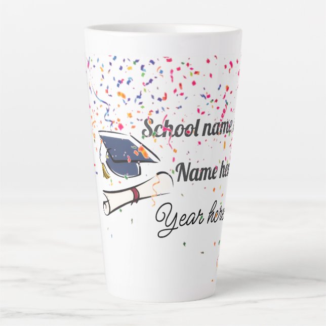Caneca De Café Latte Balão de Formatura Personalizado (Frente)