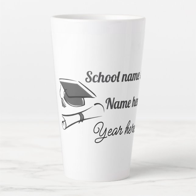 Caneca De Café Latte Balão de Formatura Personalizado (Frente)