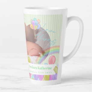 Caneca De Café Latte Balão Rainbow Cloud Photo Green Latte Mug