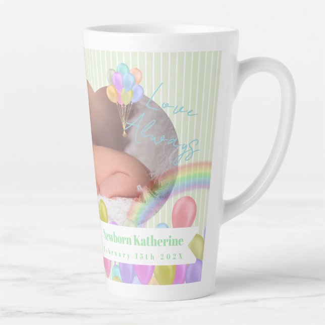 Caneca De Café Latte Balão Rainbow Cloud Photo Green Latte Mug (Direita)