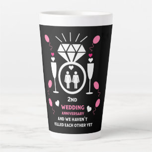 Caneca De Café Latte Balão segundo de Casamento de Aniversário para Mul