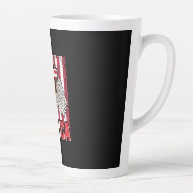 Caneca De Café Latte Bald Eagle Merica 4 de julho (Direita)