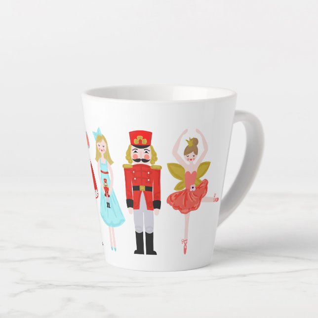 Caneca De Café Latte Balé Nutcracker Caracteriza Mug Café Natal (Ângulo direito)