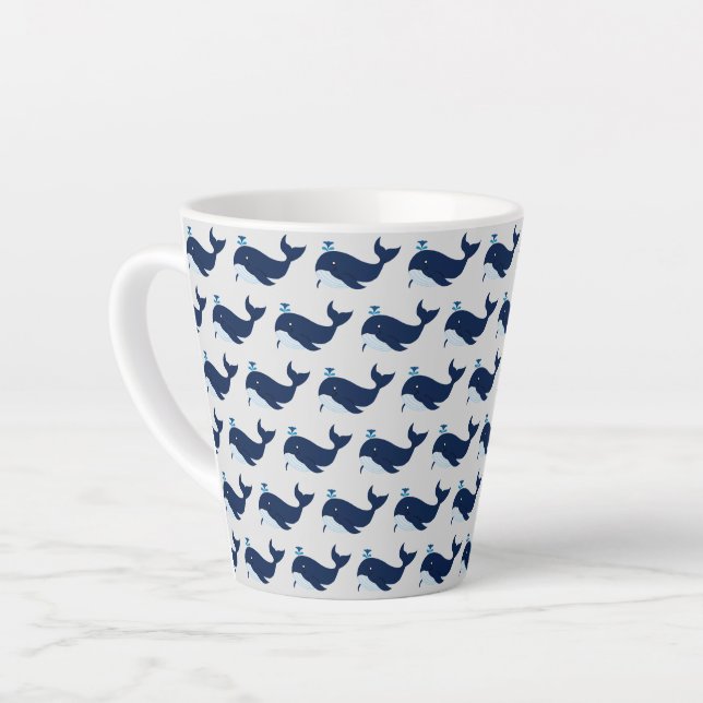Caneca De Café Latte Baleia Azul, Caneca Latte Náutica (Ângulo esquerdo)