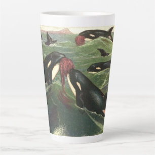 Caneca De Café Latte Baleias Assassinas e Orcas, Mamíferos Marinhos Vin