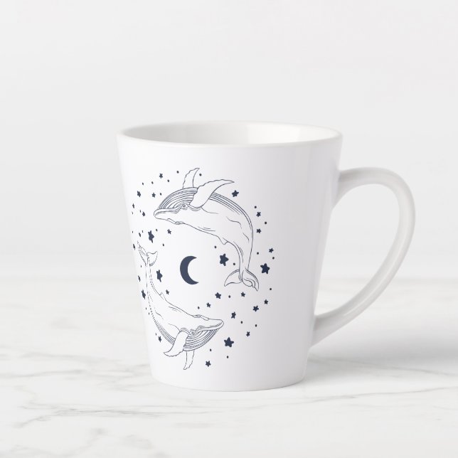 Caneca De Café Latte Baleias dançarinas (Direita)