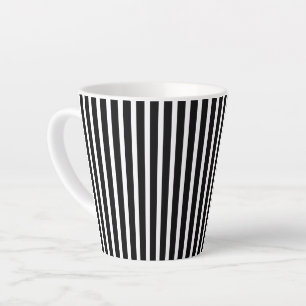 Caneca De Café Latte Bandas Verticais Pretas e Brancas