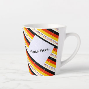 Caneca De Café Latte Bandeira alemã Deutschland Personalização preta