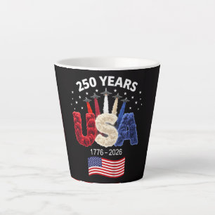 Caneca De Café Latte Bandeira Americana de Aniversário de 250 anos dos