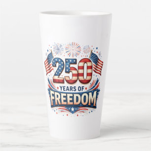 Caneca De Café Latte Bandeira Americana Desenho 250 Anos De Liberdade E