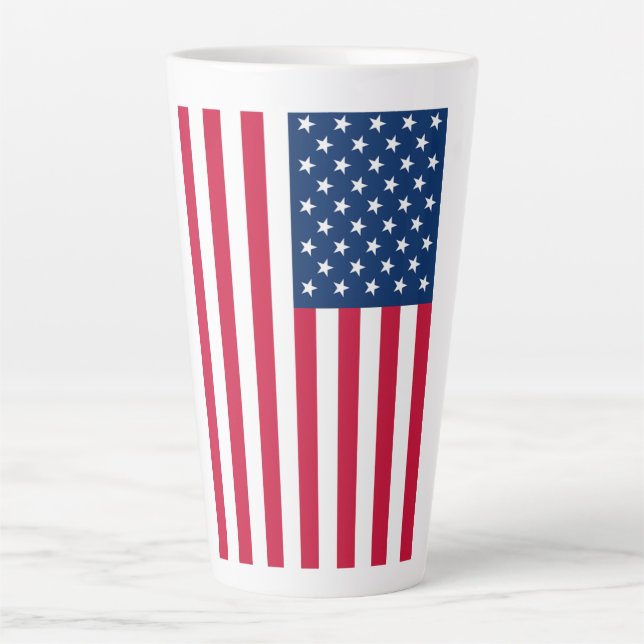 Caneca De Café Latte Bandeira Americana Latte Mug (Frente)