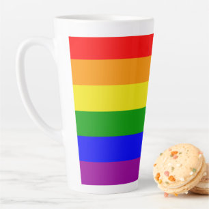 Caneca De Café Latte Bandeira Arco-Íris Clássica e Elegante