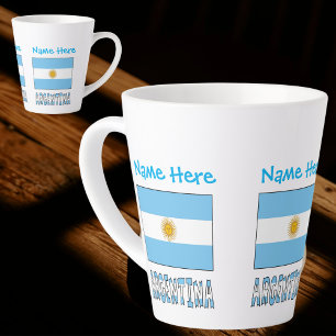 Caneca De Café Latte Bandeira Argentina Personalização Azul 