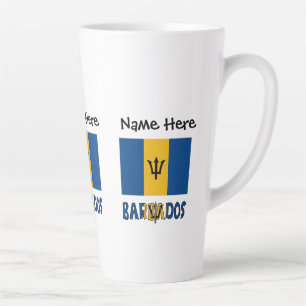 Caneca De Café Latte Bandeira Barbariana Personalizada de Barbadós