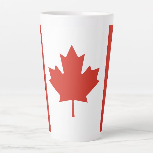 Caneca De Café Latte Bandeira Canadense Patriótica (Frente)