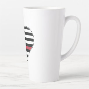 Caneca De Café Latte Bandeira Coração Linha Vermelha