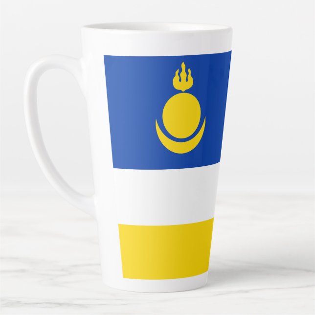Caneca De Café Latte Bandeira da Buryatia Patriótica (Esquerda)