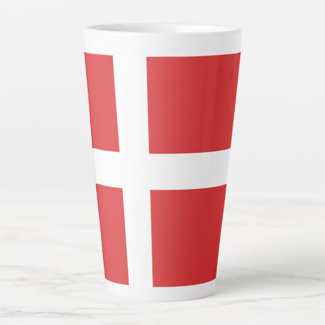 Caneca De Café Latte Bandeira da Dinamarca (Frente)