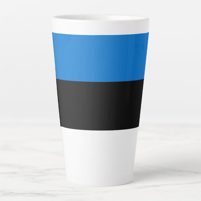 Caneca De Café Latte Bandeira da Estônia (Frente)