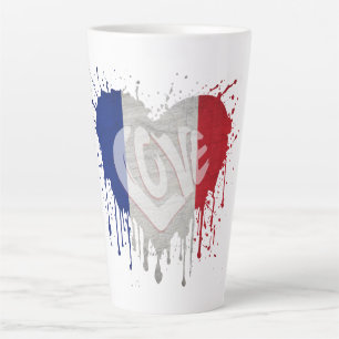 Caneca De Café Latte Bandeira da França Amor