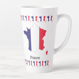 Caneca De Café Latte Bandeira da França no Design de Lembrança do Mapa