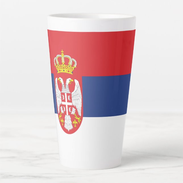Caneca De Café Latte bandeira da Sérvia (Frente)