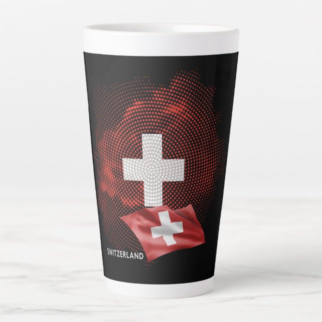 Caneca De Café Latte bandeira da Suíça (Frente)
