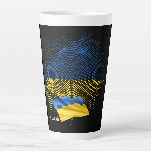 Caneca De Café Latte bandeira da Ucrânia (Frente)