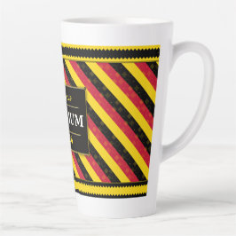 Caneca De Café Latte Bandeira de cores do fã de futebol da Bélgica padr
