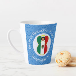 Caneca De Café Latte Bandeira de Hanukkah do Anjo Mexicano Personalizad