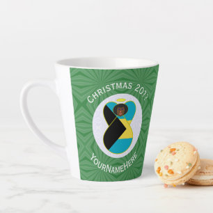 Caneca De Café Latte Bandeira de Natal Anjo Preto de Aruba Personalizad