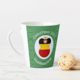 Caneca De Café Latte Bandeira de Natal do Anjo Alemão Personalizada
