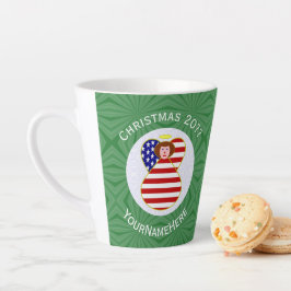 Caneca De Café Latte Bandeira de Natal do Anjo de Cabelo Vermelho dos E