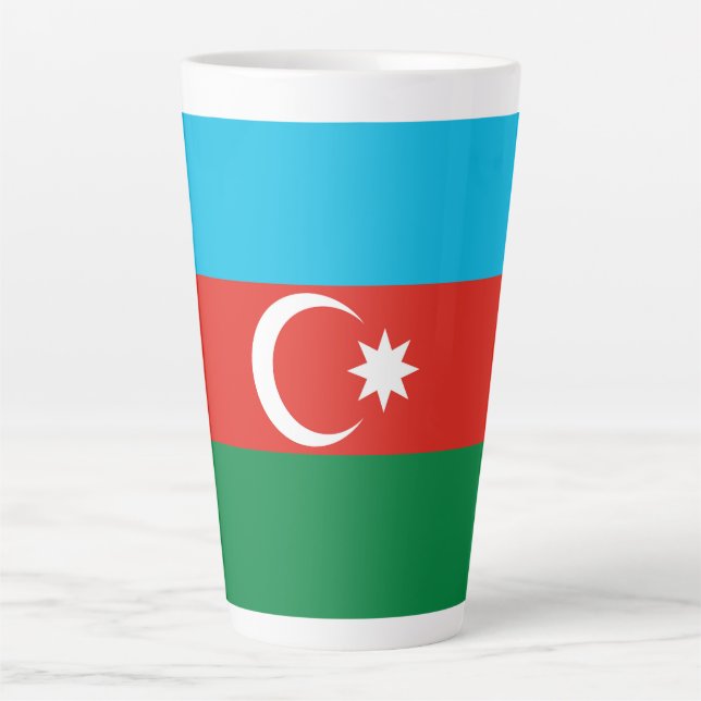 Caneca De Café Latte Bandeira do Azerbaijão (Frente)