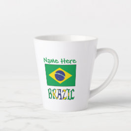 Caneca De Café Latte Bandeira do Brasil Pequena Personalizada