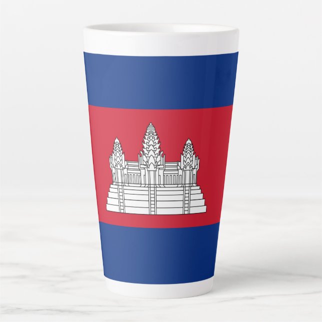 Caneca De Café Latte Bandeira do Camboja (Frente)