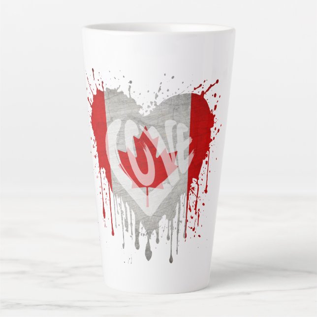 Caneca De Café Latte Bandeira do Canadá do Amor (Frente)