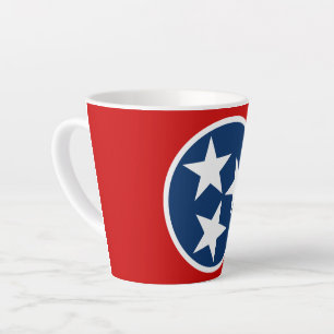 Caneca De Café Latte Bandeira do Estado do Tennessee Azul Estrelas Bran