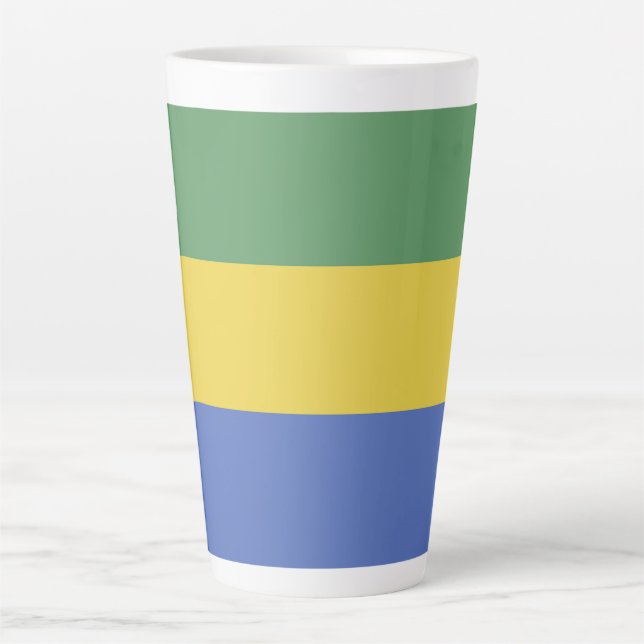 Caneca De Café Latte Bandeira do Gabão (Frente)