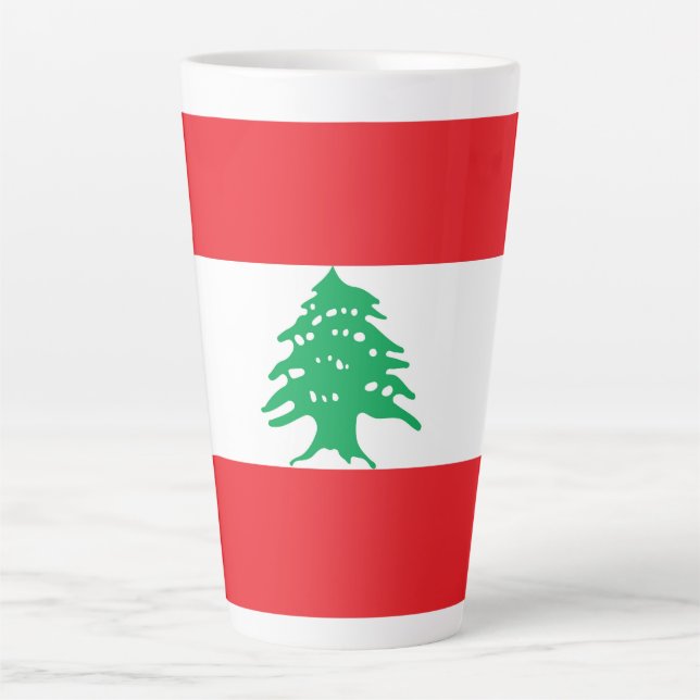 Caneca De Café Latte Bandeira do Líbano (Frente)