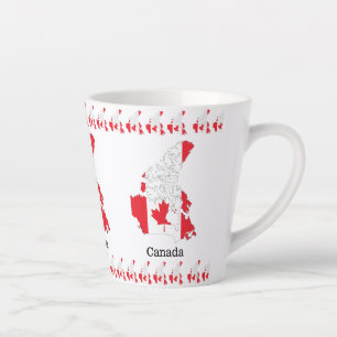 Caneca De Café Latte Bandeira do Orgulho Canadense Dentro do Mapa